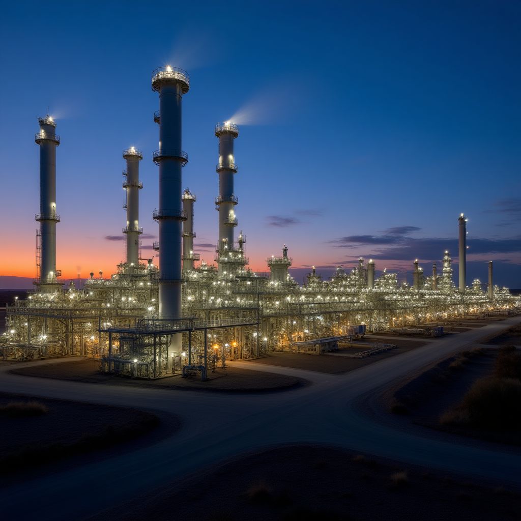 Planta de procesamiento de gas en Vaca Muerta.